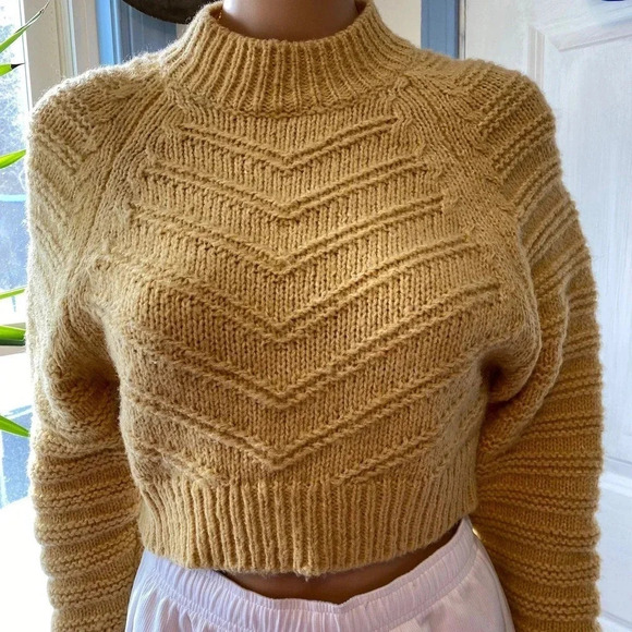 Elodie Fisherman Knit Cute Preppy Cozy Warm CropSweater Slim Women Junior XS - Picture 5 of 6